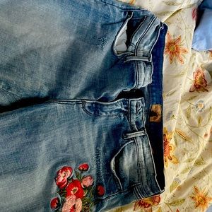 Driftwood embroidered straight leg jeans